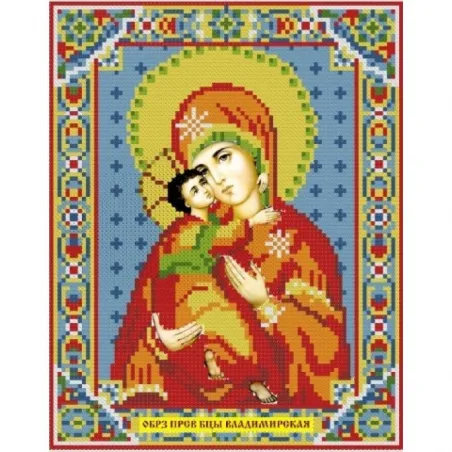 Deimantinės tapybos rinkinys Vladimiro Dievo Motinos ikona 22*28 cm AZ-2007