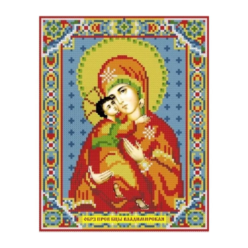 Deimantinės tapybos rinkinys Vladimiro Dievo Motinos ikona 22*28 cm AZ-2007