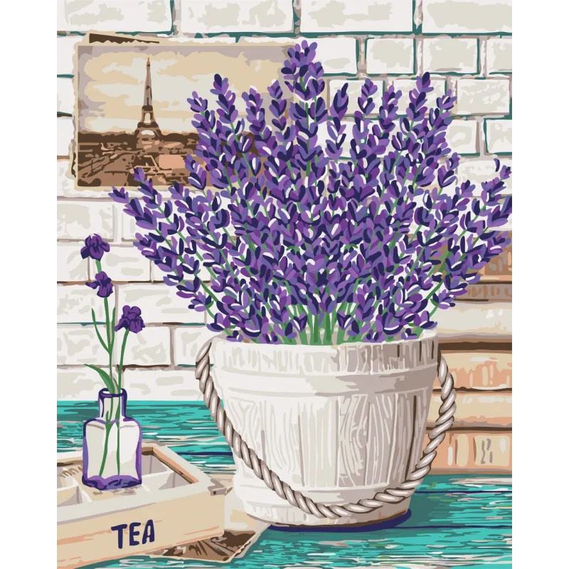 Wizardi Painting by Numbers Kit Lavender Aroma 40x50 cm B080