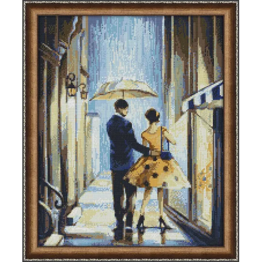 (Discontinued) Diamond painting kit Walk Under the Rain 40х50 cm AZ-1302