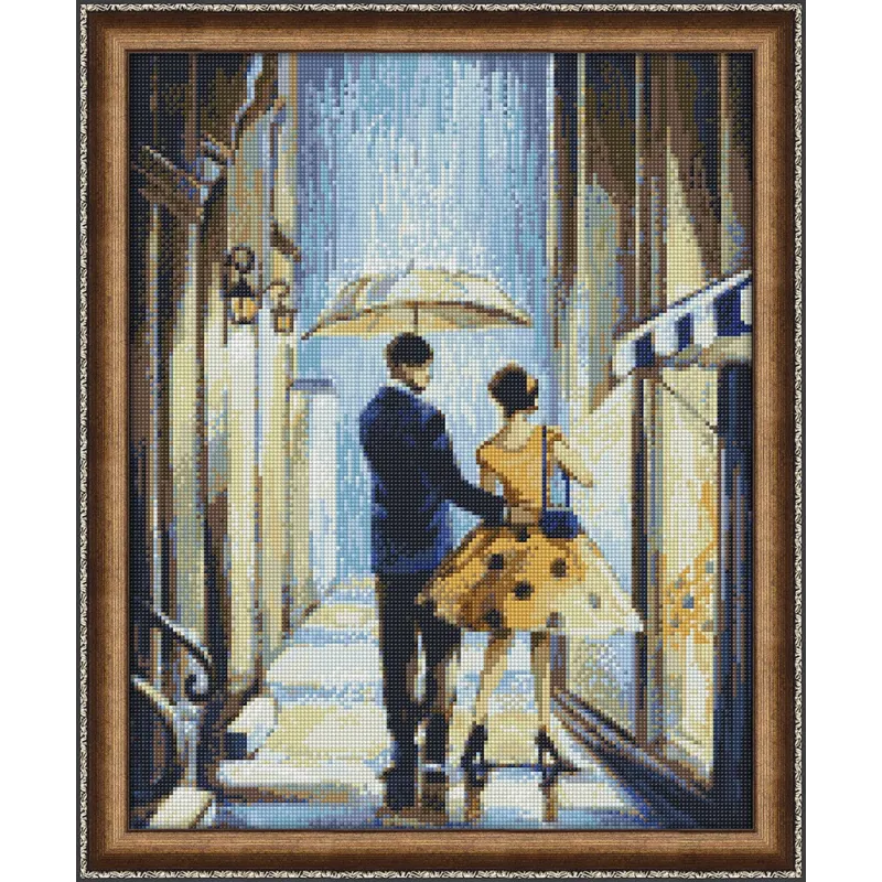 (Eingestellt) Diamant-Malset „Walk Under the Rain“ 40 x 50 cm AZ-1302