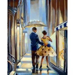 (Nutrauktas) Deimantų tapybos rinkinys Walk Under the Rain 40х50 cm AZ-1302