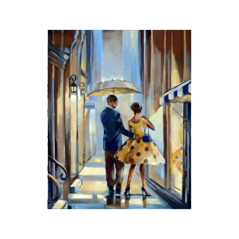 (Eingestellt) Diamant-Malset „Walk Under the Rain“ 40 x 50 cm AZ-1302