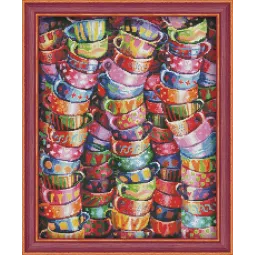 IŠPARDAVIMAS (Nutrauktas) Deimantų mozaikos rinkinys Bright Tea Time 40х50 cm AZ-1560