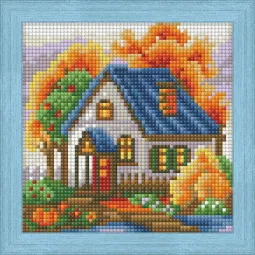 Deimantų paveikslėlio rinkinys Rudens namas 15x15 cm AZ-1565