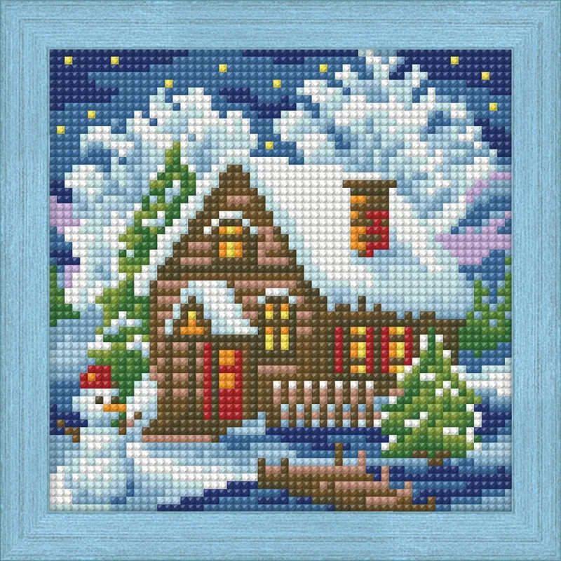 Diamantmalerei Winterhaus 15x15 cm AZ-1566