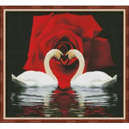 Deimantų tapybos rinkinys Swan Devotion 50x55 cm AZ-421