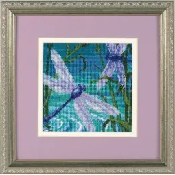 Kit de tapisserie au point d'aiguille Paire de libellules 13x13 cm D07208