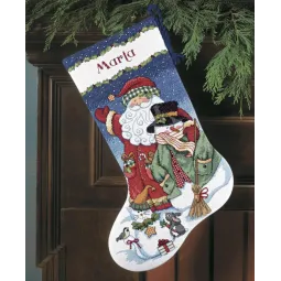 Santa & Snowman Christmas Stocking D08714