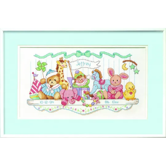Kit de point de croix Étagère de jouets Record de naissance 41x23 cm D03729