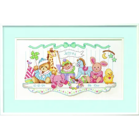 Kit de point de croix Étagère de jouets Record de naissance 41x23 cm D03729