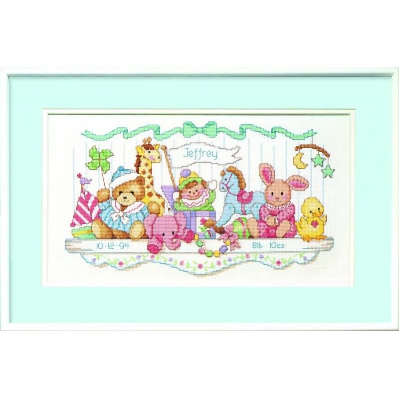 Kit de point de croix Étagère de jouets Record de naissance 41x23 cm D03729