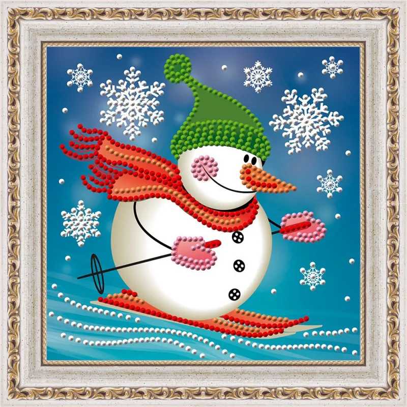 VENTE (arrêté) Kit de peinture diamant Skying Snowman AZ-3011