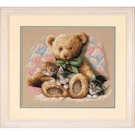 Teddy et chatons D35236