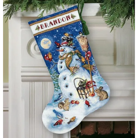 Chaussette de Noël bonhomme de neige et amis D70-08839