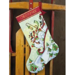 Sledding Snowmen Christmas Stocking D70-08853