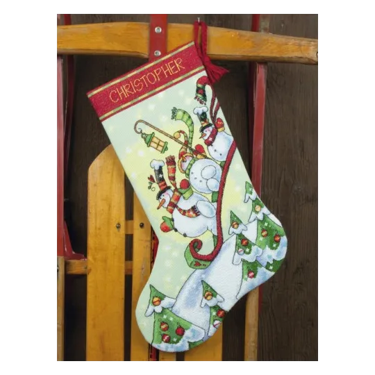 Sledding Snowmen Christmas Stocking D70-08853