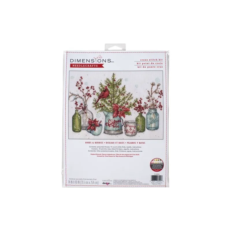 Kreuzstich-Set Vögel und Beeren 35x25 cm D70-08994