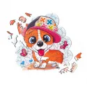 Corgi in baseball cap DDPZ-004