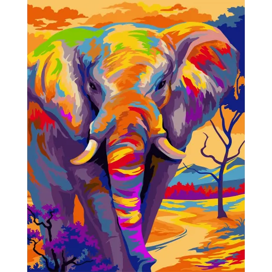 Kit de peinture par numéros Éléphant coloré 40x50 cm H081