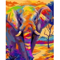 Malen-nach-Zahlen-Set Bunter Elefant 40x50 cm H081