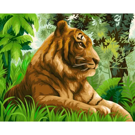 Wizardi Kit de peinture par numéros Tigre dans la jungle 40x50 cm H110