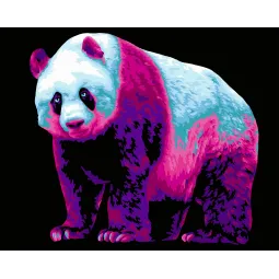 Paveikslas pagal skaičius rinkinį. H137 Neon Panda 40*50