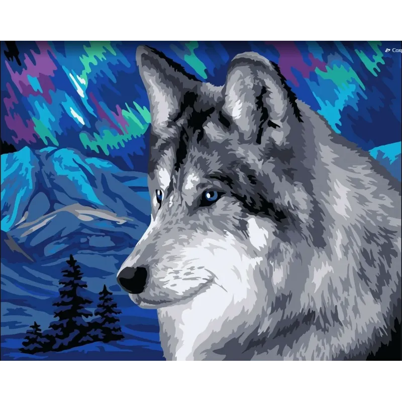 Wizardi Malen-nach-Zahlen-Set. Polarwolf 40x50 cm H150