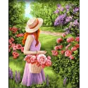 Wizardi painting by number kit. Walk in the garden 40x50 cm J053