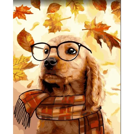 Wizardi Malen nach Zahlen Set. Hunde Wissenschaftler 40x50 cm H153
