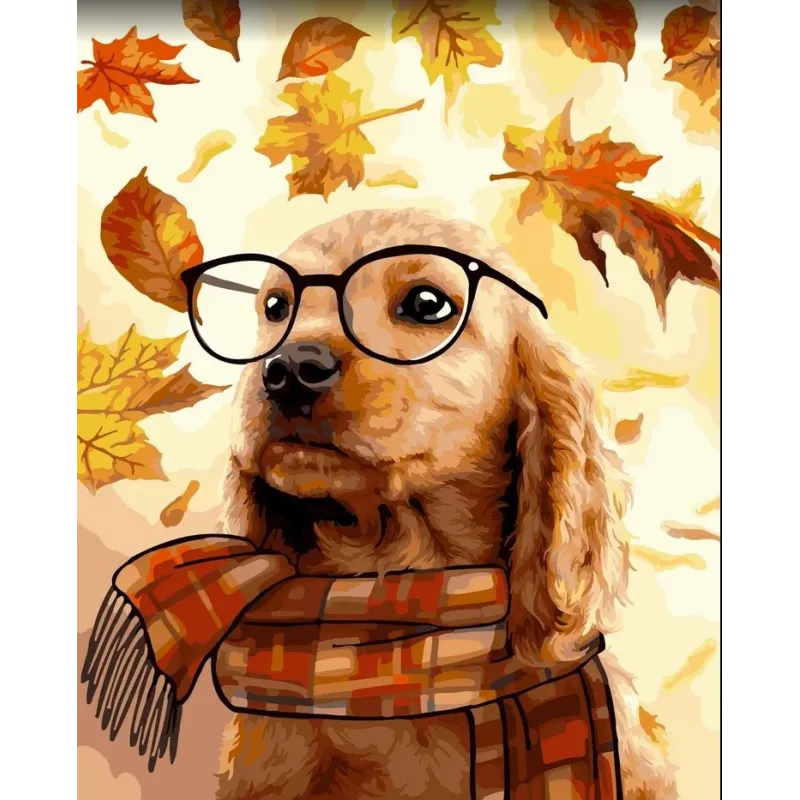 Wizardi Malen nach Zahlen Set. Hunde Wissenschaftler 40x50 cm H153
