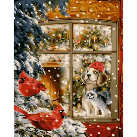 Painting by numbers kit. L042 Cozy snowfall 40*50