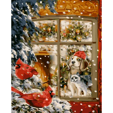 Kit de peinture par numéros. L042 Chute de neige douillette 40*50