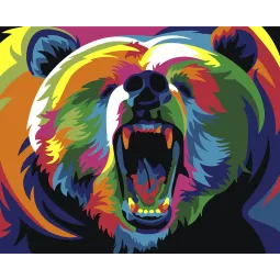 Wizardi Malen-nach-Zahlen-Set. Regenbogenbär 16x13 cm MINI009