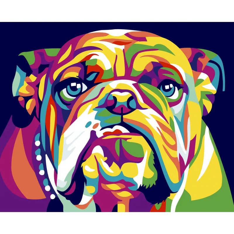 Kit de peinture par numéros Wizardi. Bouledogue anglais 16x13 cm MINI016