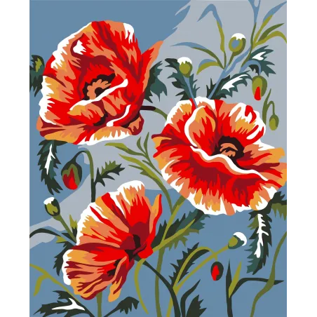 Kit de peinture par numéros Wizardi. Coquelicots 13x16 cm MINI026