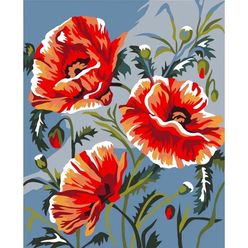 Kit de peinture par numéros Wizardi. Coquelicots 13x16 cm MINI026