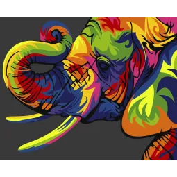 Wizardi painting by number kit. Rainbow elephant 16x13 cm MINI032