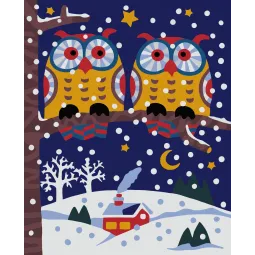 Wizardi painting by number kit. Owls 13x16 cm MINI055