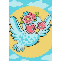 Wizardi painting by number kit. Stylish bird 13x16 cm MINI105