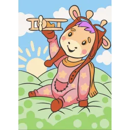 Wizardi Malen nach Zahlen Set. Babygiraffe 13x16 cm MINI128