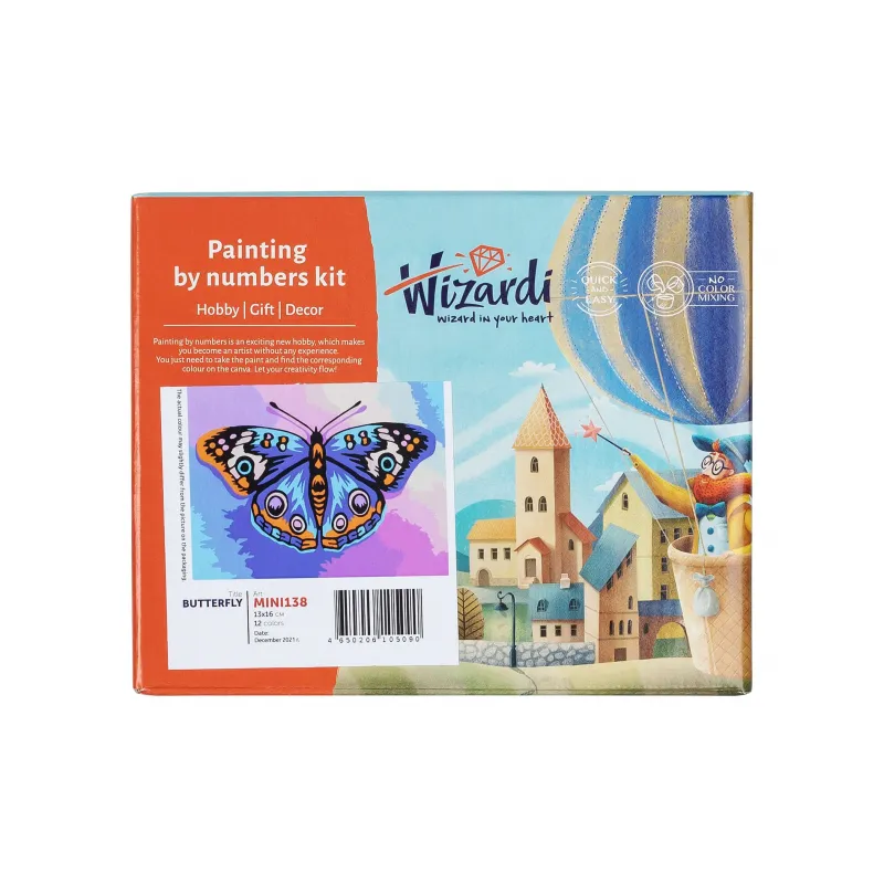 Wizardi painting by number kit. Happy birthday 13x16 cm MINI129