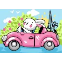 Kit de peinture Wizardi par numéros. Lapin à Paris 16x13 cm MINI130
