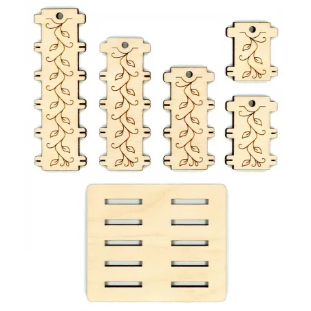 Бобины для ниток «С орнаментом» набор 10 штук разной высоты + подст...