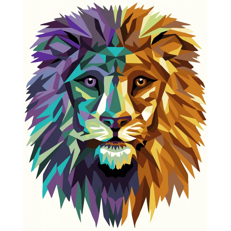 Kit de peinture par numéros. P007 P007 Lion (style polygone) 40*50