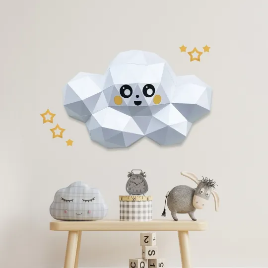 WIZARDI 3D-Papiermodelle Wolke PP-1OBL-WHT