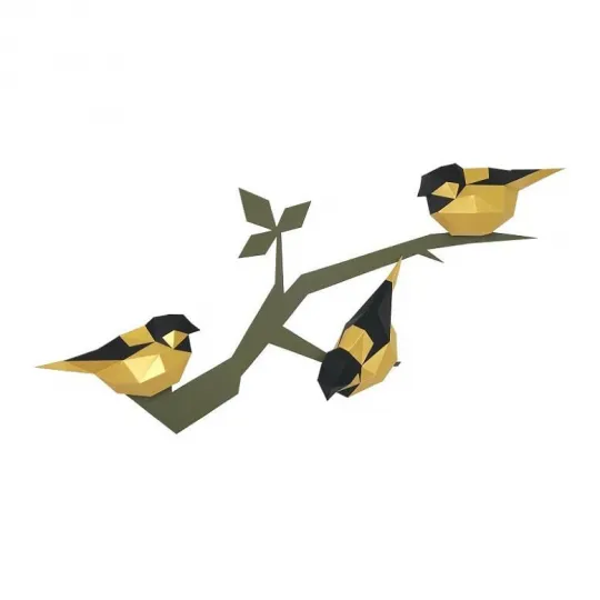 Wizardi 3D Papercraft Kit  Birds (gold) PP-1PTC-2GB