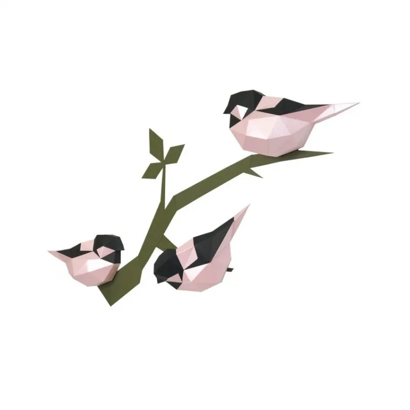 Wizardi Kit de Papiercraft 3D Oiseaux (rose) PP-1PTC-2PB