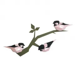 Wizardi Kit de Papiercraft 3D Oiseaux (rose) PP-1PTC-2PB