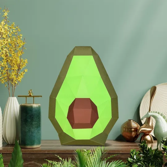 WIZARDI 3D-Papierbastelmodelle Avocado PP-2AVO-3WAS